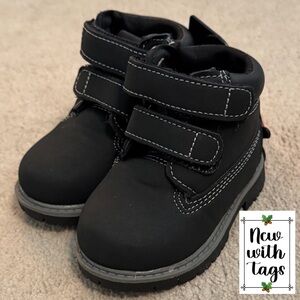 Wonder Nation Black Kids Boots with Velcro